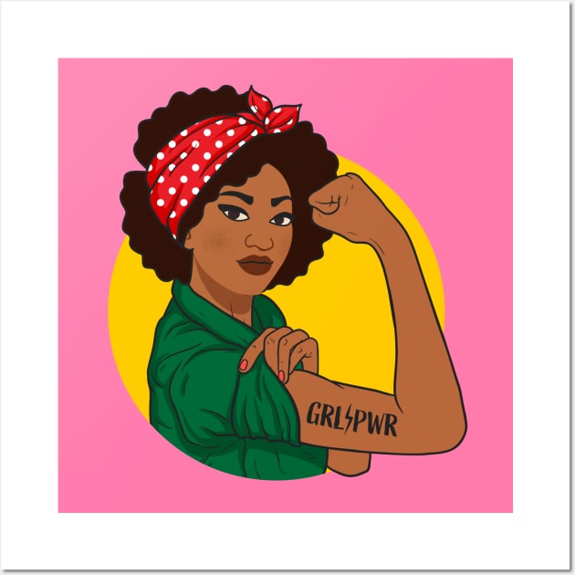 Girl Power Shirt Black Girl Magic Melanin Juneteenth Grl Pwr Wall Art by Happy Lime